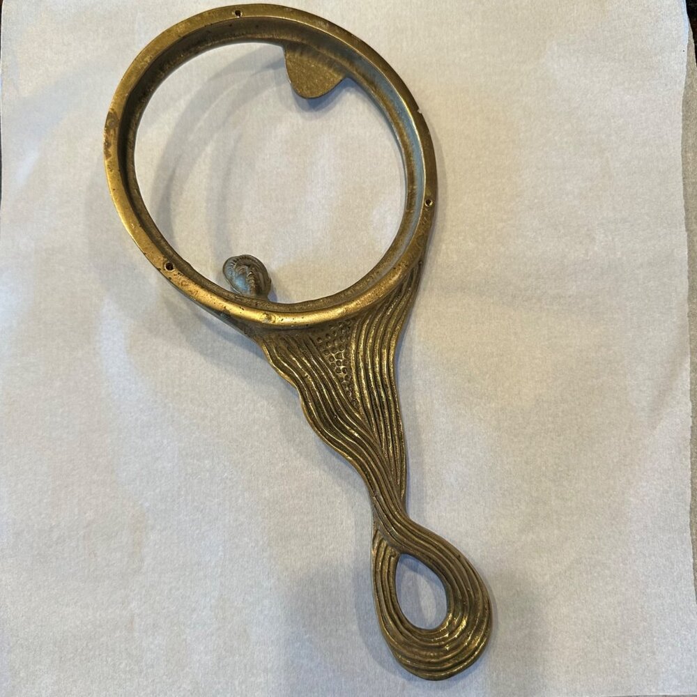 Vintage Antique Brass Hand Mirror Frame Art Nouveau Female Figure Vanity Deco - Picture 11 of 12